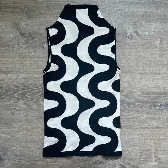 BEBE Vtg 90's Blk + White Mod Stretchy Sleeveless Top Sz M/L 60's Retro Indie - Picture 4 of 8